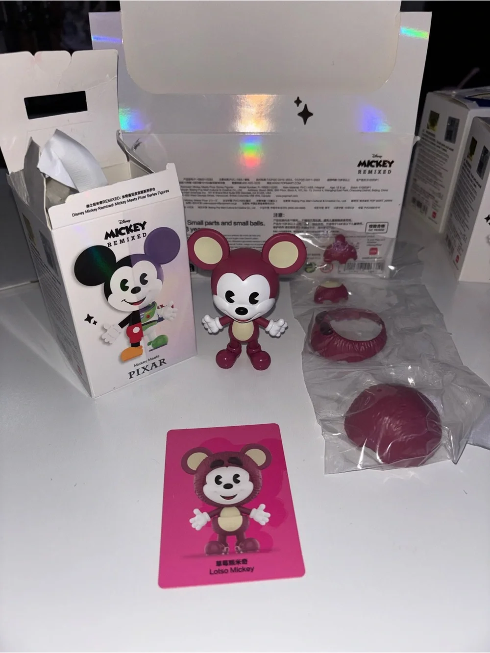 Pop Mart Mickey Remixed Lotso-Style Figure in Pink and Cream